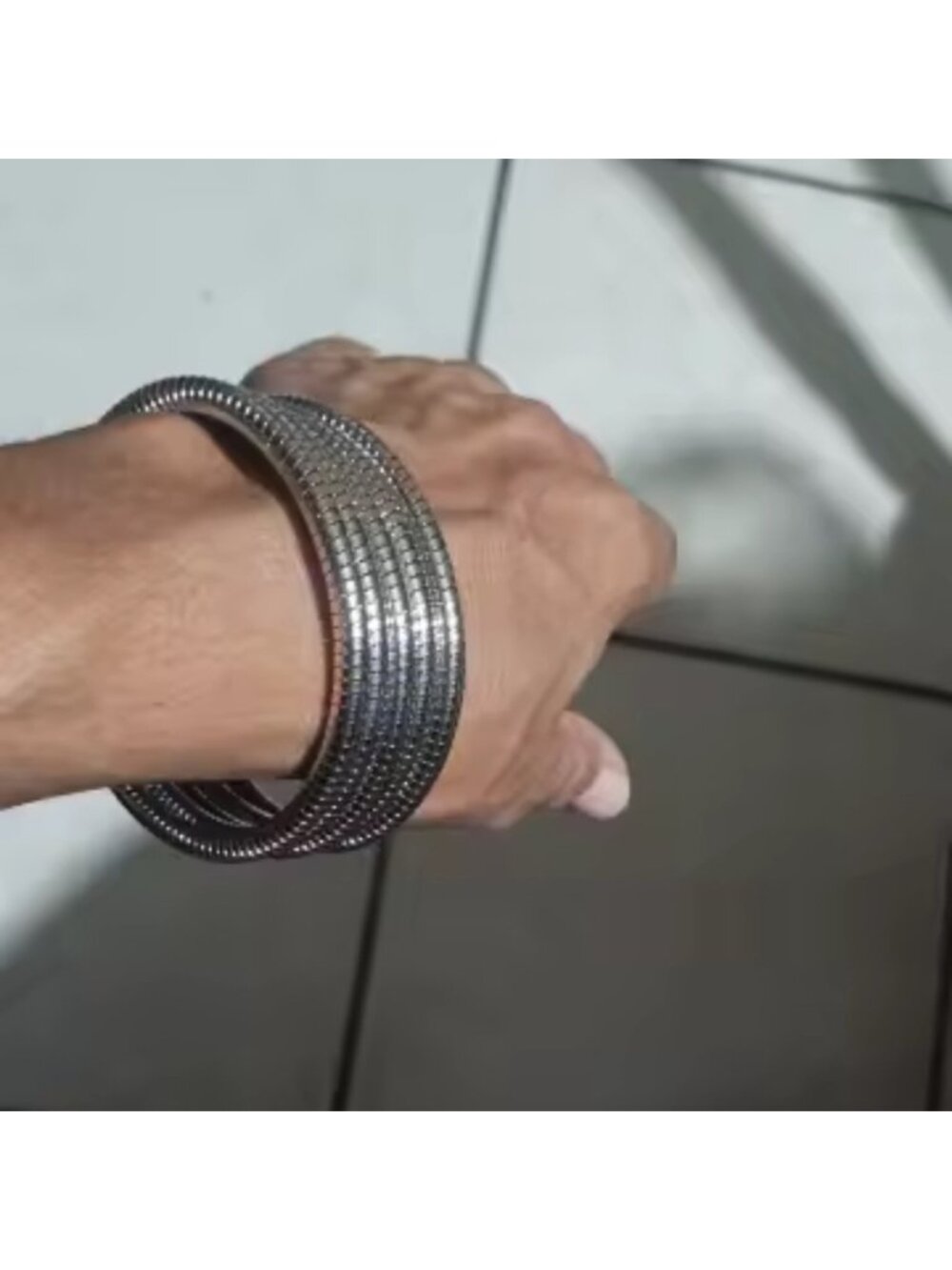 Minimalist Silver Spiral Cuff Bracelet - Picture 7 of 8